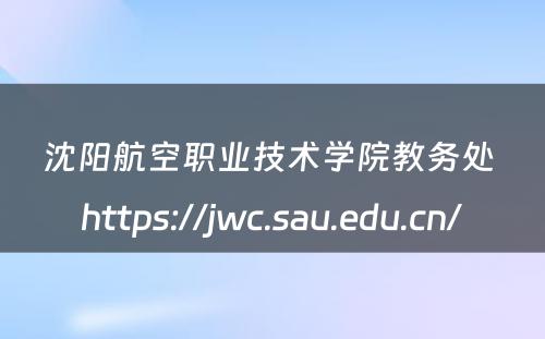 沈阳航空职业技术学院教务处 https://jwc.sau.edu.cn/