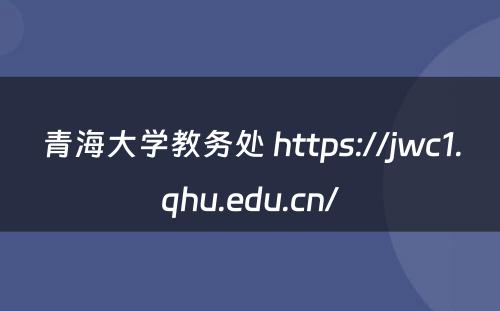 青海大学教务处 https://jwc1.qhu.edu.cn/