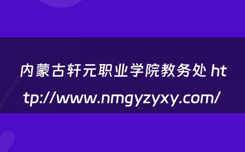 内蒙古轩元职业学院教务处 http://www.nmgyzyxy.com/