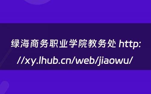 绿海商务职业学院教务处 http://xy.lhub.cn/web/jiaowu/