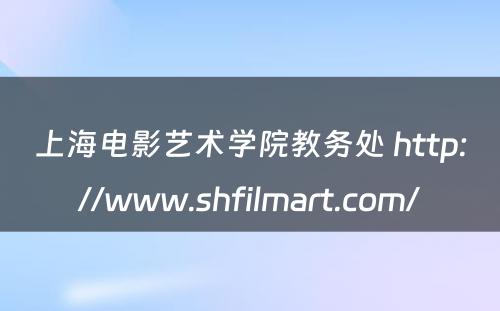上海电影艺术学院教务处 http://www.shfilmart.com/