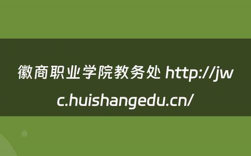 徽商职业学院教务处 http://jwc.huishangedu.cn/