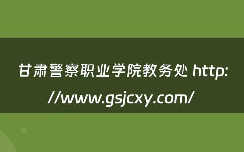 甘肃警察职业学院教务处 http://www.gsjcxy.com/