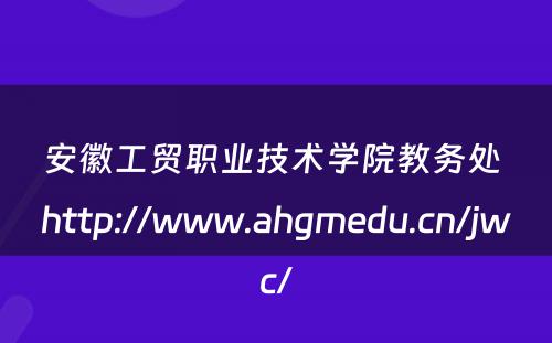 安徽工贸职业技术学院教务处 http://www.ahgmedu.cn/jwc/