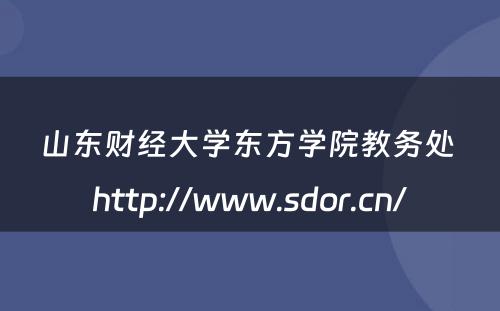 山东财经大学东方学院教务处 http://www.sdor.cn/