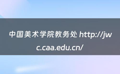 中国美术学院教务处 http://jwc.caa.edu.cn/
