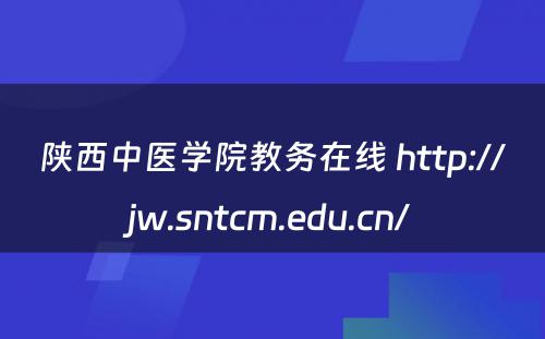 陕西中医学院教务在线 http://jw.sntcm.edu.cn/