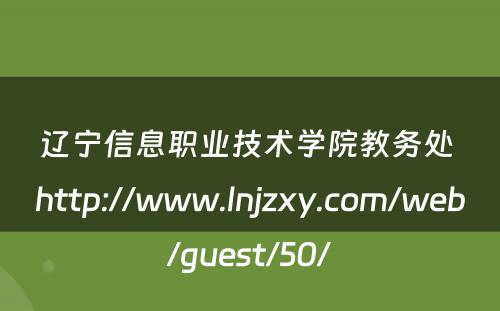 辽宁信息职业技术学院教务处 http://www.lnjzxy.com/web/guest/50/