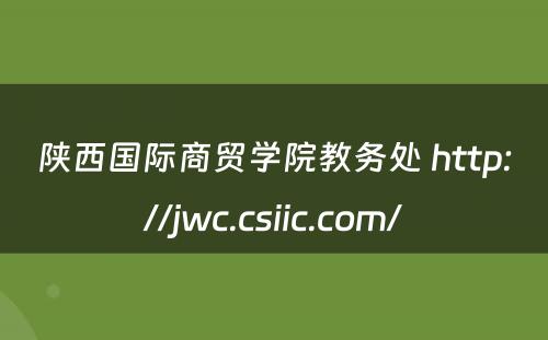 陕西国际商贸学院教务处 http://jwc.csiic.com/