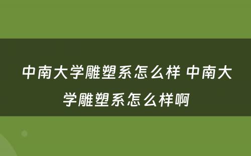 中南大学雕塑系怎么样 中南大学雕塑系怎么样啊