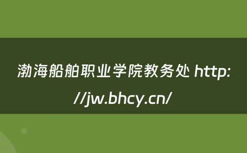 渤海船舶职业学院教务处 http://jw.bhcy.cn/