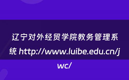 辽宁对外经贸学院教务管理系统 http://www.luibe.edu.cn/jwc/