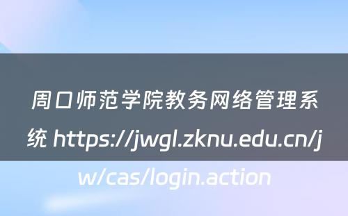 周口师范学院教务网络管理系统 https://jwgl.zknu.edu.cn/jw/cas/login.action