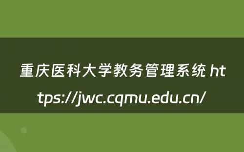 重庆医科大学教务管理系统 https://jwc.cqmu.edu.cn/