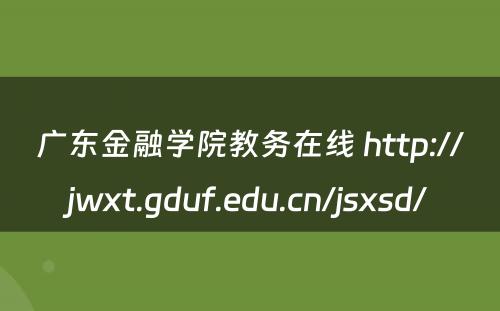 广东金融学院教务在线 http://jwxt.gduf.edu.cn/jsxsd/