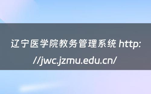 辽宁医学院教务管理系统 http://jwc.jzmu.edu.cn/