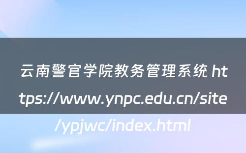 云南警官学院教务管理系统 https://www.ynpc.edu.cn/site/ypjwc/index.html
