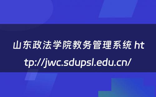 山东政法学院教务管理系统 http://jwc.sdupsl.edu.cn/