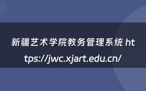 新疆艺术学院教务管理系统 https://jwc.xjart.edu.cn/