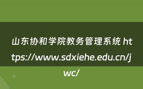 山东协和学院教务管理系统 https://www.sdxiehe.edu.cn/jwc/