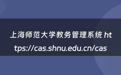 上海师范大学教务管理系统 https://cas.shnu.edu.cn/cas