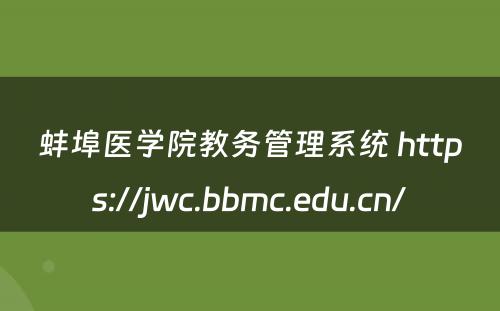 蚌埠医学院教务管理系统 https://jwc.bbmc.edu.cn/