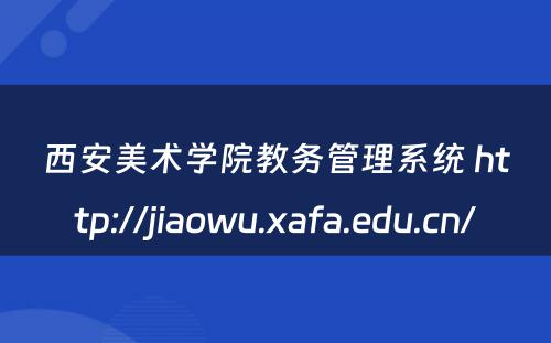 西安美术学院教务管理系统 http://jiaowu.xafa.edu.cn/