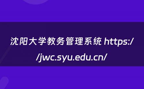 沈阳大学教务管理系统 https://jwc.syu.edu.cn/