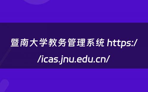 暨南大学教务管理系统 https://icas.jnu.edu.cn/