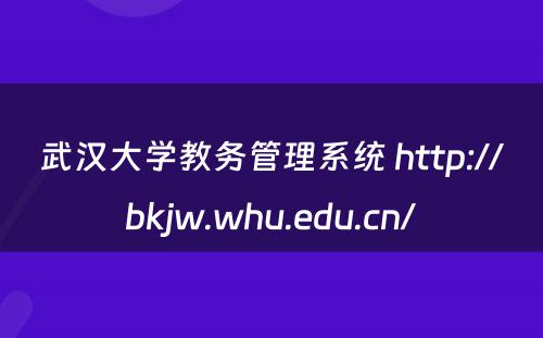 武汉大学教务管理系统 http://bkjw.whu.edu.cn/