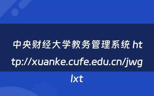 中央财经大学教务管理系统 http://xuanke.cufe.edu.cn/jwglxt