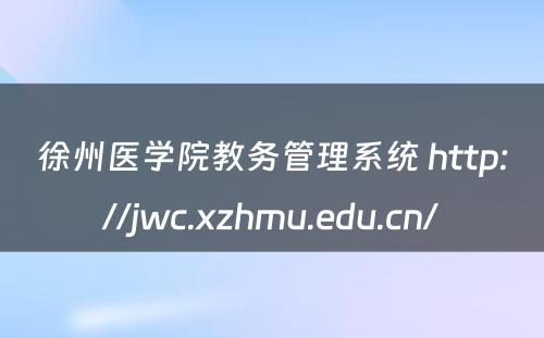 徐州医学院教务管理系统 http://jwc.xzhmu.edu.cn/