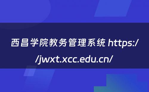 西昌学院教务管理系统 https://jwxt.xcc.edu.cn/