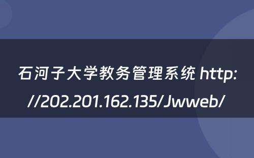 石河子大学教务管理系统 http://202.201.162.135/Jwweb/
