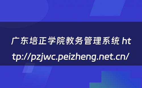 广东培正学院教务管理系统 http://pzjwc.peizheng.net.cn/