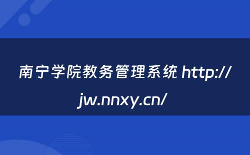 南宁学院教务管理系统 http://jw.nnxy.cn/