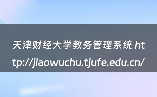 天津财经大学教务管理系统 http://jiaowuchu.tjufe.edu.cn/