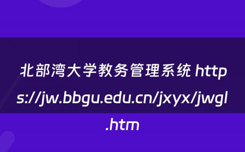 北部湾大学教务管理系统 https://jw.bbgu.edu.cn/jxyx/jwgl.htm