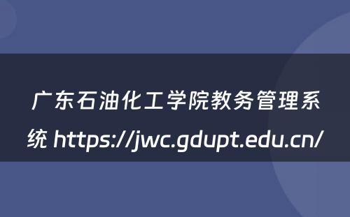 广东石油化工学院教务管理系统 https://jwc.gdupt.edu.cn/