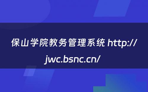 保山学院教务管理系统 http://jwc.bsnc.cn/