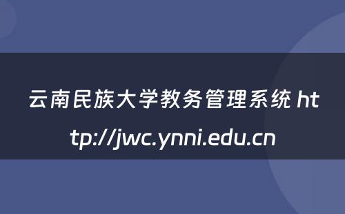 云南民族大学教务管理系统 http://jwc.ynni.edu.cn