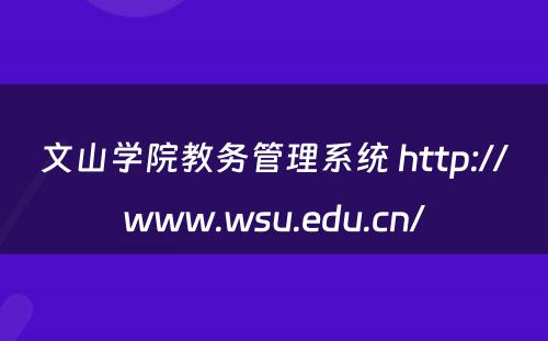 文山学院教务管理系统 http://www.wsu.edu.cn/