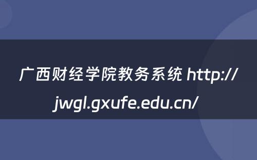 广西财经学院教务系统 http://jwgl.gxufe.edu.cn/