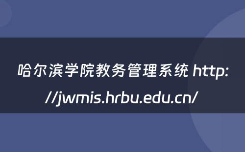 哈尔滨学院教务管理系统 http://jwmis.hrbu.edu.cn/
