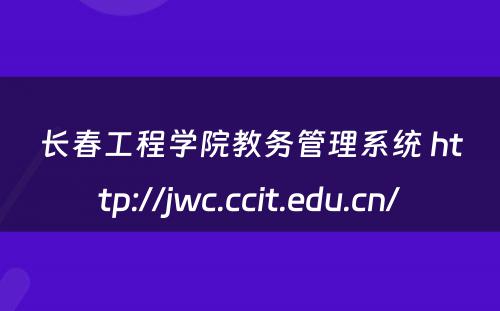 长春工程学院教务管理系统 http://jwc.ccit.edu.cn/