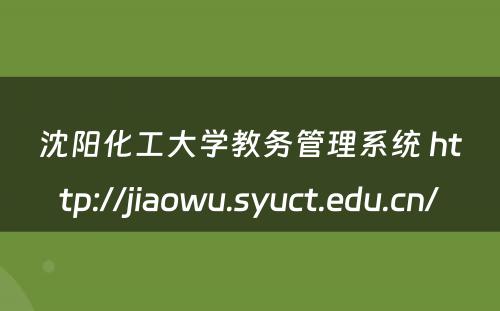 沈阳化工大学教务管理系统 http://jiaowu.syuct.edu.cn/