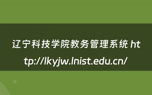 辽宁科技学院教务管理系统 http://lkyjw.lnist.edu.cn/