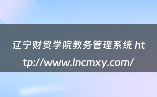 辽宁财贸学院教务管理系统 http://www.lncmxy.com/