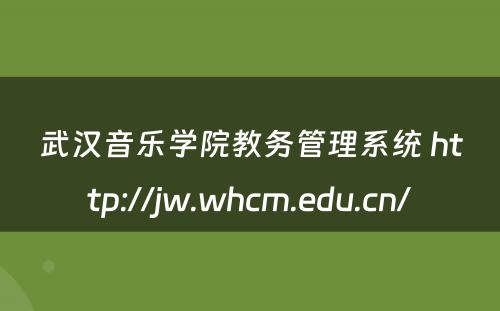 武汉音乐学院教务管理系统 http://jw.whcm.edu.cn/
