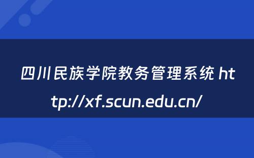 四川民族学院教务管理系统 http://xf.scun.edu.cn/